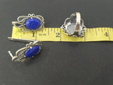 Silver 925 Earrings Ring lapis lazuli