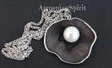 Ring earrings pendant silver 925 White pearl