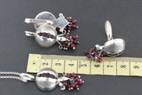 Silver 925 Pomegranate earring ring pendant chain Garnet