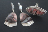 Set jewelry Earrings Ring silver 925 jasper