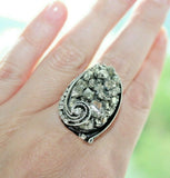 Golden Pyrite Ring sterling silver 925 Armenian Spirit