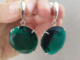 Earrings ring silver 925 emerald green zircon Armenian Spirit