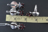 Silver 925 Pomegranate earring ring pendant chain Garnet