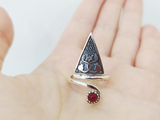 Ring adjustable Silver 925 red quartz