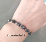 Enhance your style with our Tortoise Armenian Spirit silver bracelet! Made with 925 sterling silver and adorned with marcasite stones, this beautiful turtle-inspired piece is perfect for any occasion. Choose your desired length for a personalized fit. Add a touch of elegance and nature to your look.