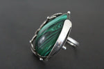 Ring silver 925 malachite gemstone