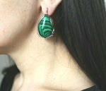 Enhance your style with our Earring silver 925 jewelry featuring a stunning Armenian Spirit design and adorned with beautiful malachite. Crafted for a unique look, this earring will add magnificence to your earlobe and elevate any outfit. Expertly designed for an exquisite appearance.