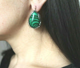 buy malachite earrings handcrafted
