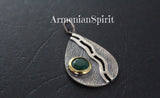 Earrings long silver 925 green Armenian Spirit