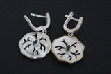 Earrings flower Silver 925 green zircon Armenian Spirit