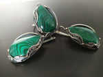 Silver 925 Earrings Ring Malachite