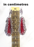 SET Long Earrings Ring red Silver 925 Marcasite