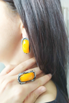 Experience the luxurious and unique design of our Earrings and ring Baltic amber Sterling Silver 925 Armenian Spirit. With a vintage set and retro style from the 70s and 80s, these earrings feature an old-style oval shape, large size, and a massive, unbelievable appearance. Elevate your fashion game with these one-of-a-kind earrings.