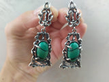 Extra big earrings malachite stripped gemstone oval cabochon buy online.