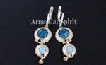 SET Ring earrings chrysocolla moonstone Silver 925 gilded