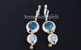 SET Ring earrings chrysocolla moonstone Silver 925 gilded