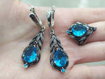 Earrings Sterling silver 925 blue zircon