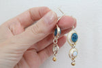 SET Ring earrings chrysocolla moonstone Silver 925 gilded