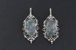 Set Silver 925 Earrings Ring Green moss agate