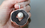 Ring earrings pendant silver 925 White pearl