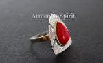 Ring Gilded silver 925 pressed coral