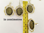 Silver 925 gold plated Pyrite Earrings Ring Pendant