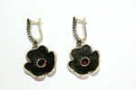 Silver 925 set earrings ring flowers