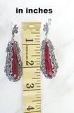 SET Long Earrings Ring red Silver 925 Marcasite