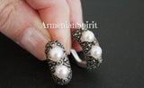 Earrings white lab pearl Sterling silver 925 jewelry