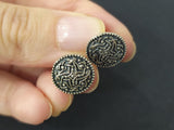 men small round studs silver black