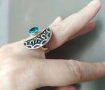 Set jewelry Sterling Silver 925 Earrings Ring blue stone NEW