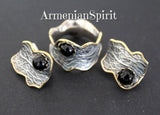 Earrings silver 925 onyx black