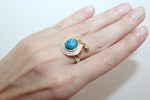 SET Ring earrings chrysocolla moonstone Silver 925 gilded