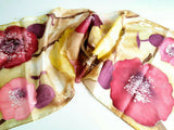 Silk scarf hand painted Women gift Beige Pale Burgundy long NEW