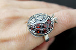 Pomegranate big Silver 925 ring zircon