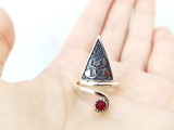 Ring adjustable Silver 925 red quartz