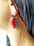 Sterling silver 925 coral gemstone Earrings Ring