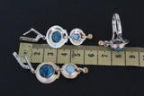 SET Ring earrings chrysocolla moonstone Silver 925 gilded