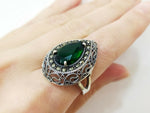 Silver 925 ring Green topaz