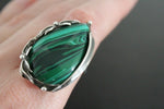 Ring silver 925 malachite gemstone