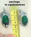 Silver 925 Earrings Ring Pendant Jewelry SET real malachite