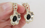 SET Ring earrings black onyx silver 925 gilded flower jewelry