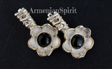 SET Ring earrings black onyx silver 925 gilded flower jewelry