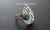 Earrings long silver 925 green Armenian Spirit