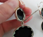 Silver 925 Earrings big Black onyx