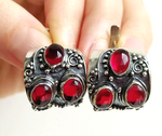 Earrings small silver 925 garnet