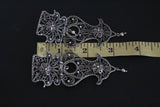 Buy very beautiful earrings with feligree technique from Armenian jewelry masters. The earrings are very large and hang almost to the shoulders. They have a beautiful pattern in the Armenian national style. These large earrings will be the best addition to the Armenian national costume Taraz.