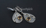 Earrings Ring Pendant Silver 925 Taupe zircon Armenian spirit