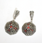 Pomegranate Silver 925 earrings dome Marcasite