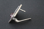 Earrings ring Set square Silver 925 lab garnet Armenian Spirit